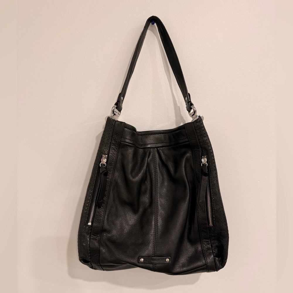 B Makowsky Black Leather Shoulder Bag